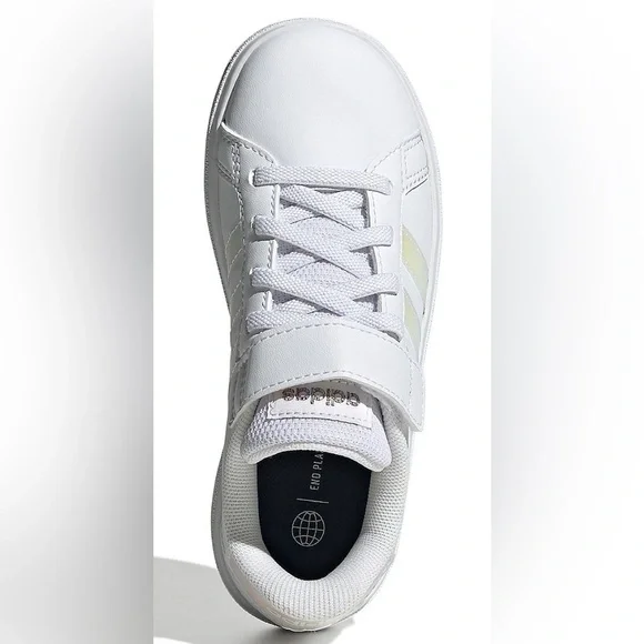 adidas Kids' Grand Court 2.0 Tennis Shoe SIZE: 3 COLOR: White/White/Dash Grey